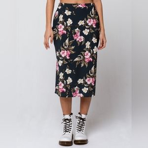 New Volcom Floral High Waist Midi Skirt New With Tag Size Medium